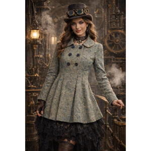 Kimchi & Blue Upholstery Vintage vibes Brocade Peacoat blue SZ small Steampunk